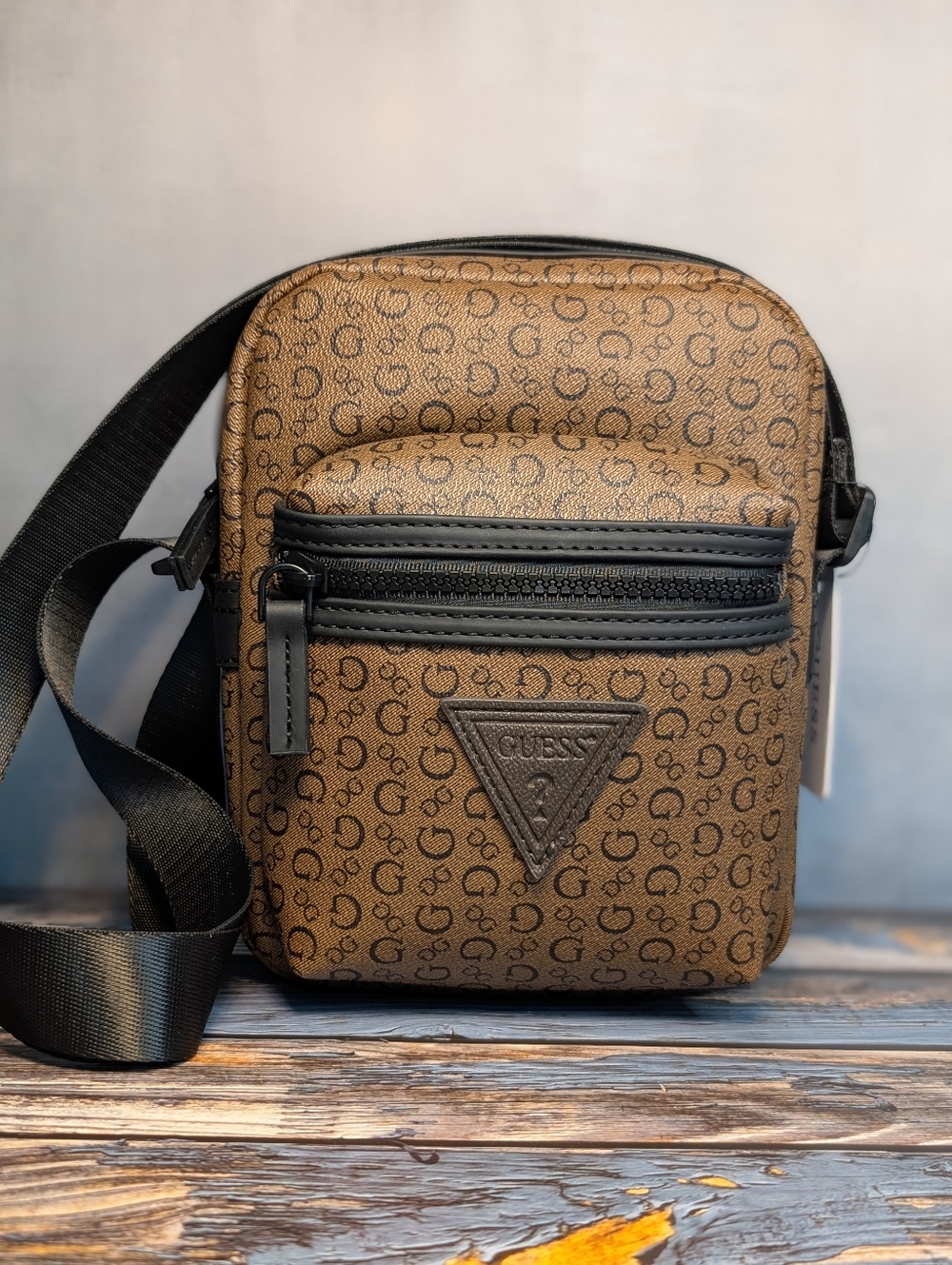 GUESS Brown Monogram Crossbody Mini Backpack Style